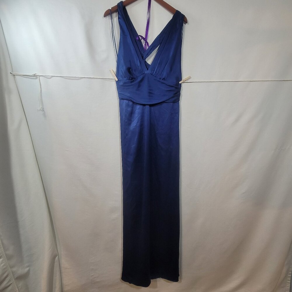 Navy Blue Nicole Miller Silk Evening Gown